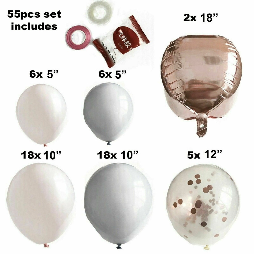 Set 55 / 109 Bóng Bay Màu Hồng Trang Trí Tiệc Sinh Nhật