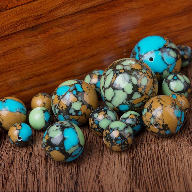 Set Đá Ngọc Lam Tự Nhiên Kích Cỡ 4/6/8/10/12/14/16/18/20mm Dùng Làm Trang Sức Thủ Công