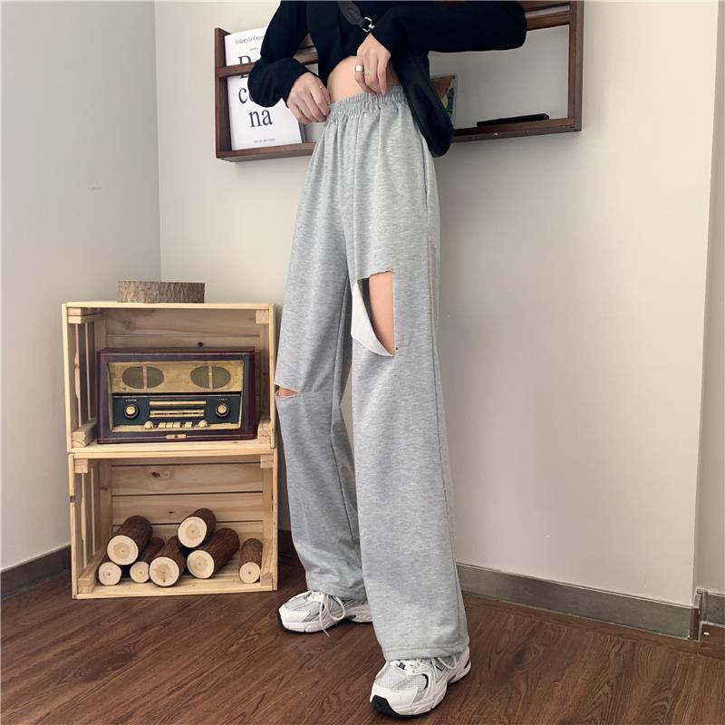 Quần Dài Nữ Lưng Cao Ống Rộng Rách Gối Thời Trang | BigBuy360 - bigbuy360.vn