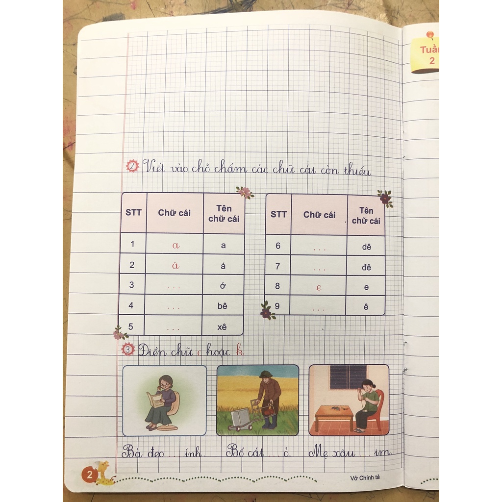 Sách vở thực hành chính tả lớp 2
