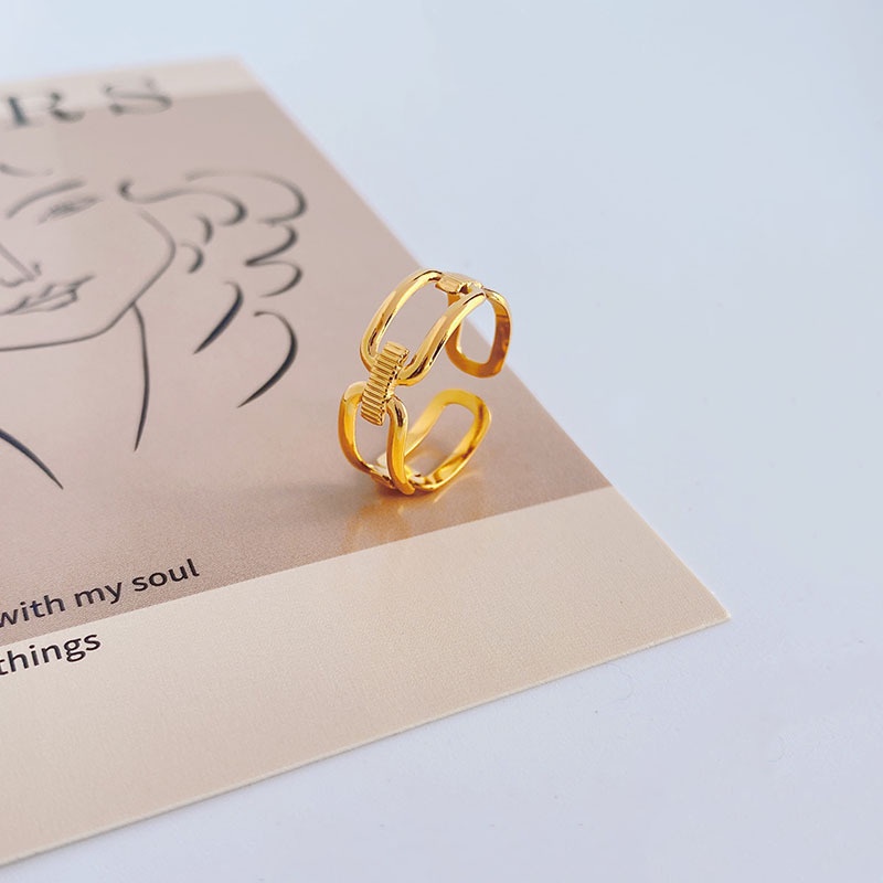 Nhẫn Hở Tùy Chỉnh Bằng Thép Titan Phong Cách Hàn Quốc Đơn Giản Độc Đáo