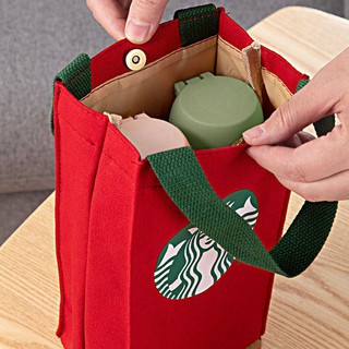 Túi xách nữ Starbucks Túi xách giữ nhiệt Giá đỡ cốc cầm tay Túi đựng nước di động Túi vải Tote in ô Túi nhỏ
