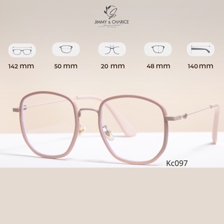 Gọng kính cận nữ Jimmy & Charice kc097  chống tia UV400 mắt vuông màu hồng phấn có cắt mắt cận,loạn viễn theo yêu cầu