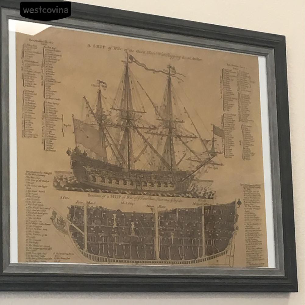 Poster hình tàu chiến cổ xưa trang trí quán cà phê