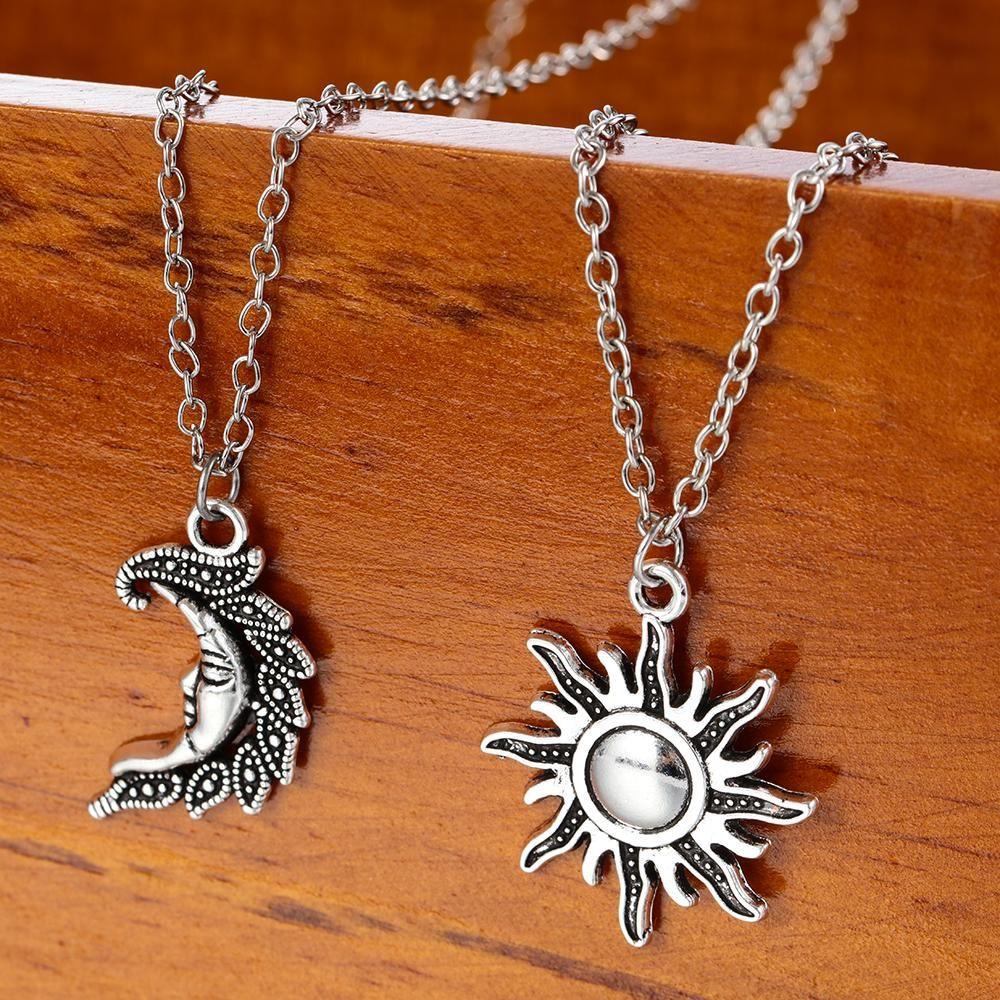 Vòng cổ Mặt Trăng Mặt Trời Phong Cách Vintage Cho Cặp Đôi