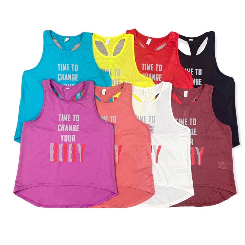 Áo tanktop dây Time to chang the body thể thao tập gym yoga nữ