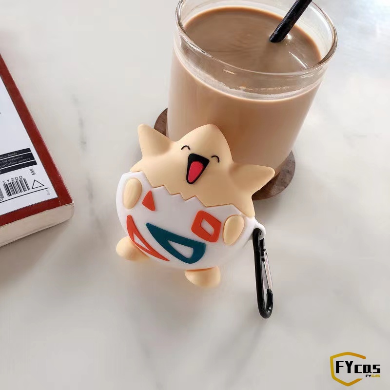 Vỏ Bảo Vệ Hộp Sạc Tai Nghe Airpod 1 2 3 Pro Bằng Silicon Mềm Hình Quả Bóng Poke Ball 3D Sáng Tạo Chống Sốc