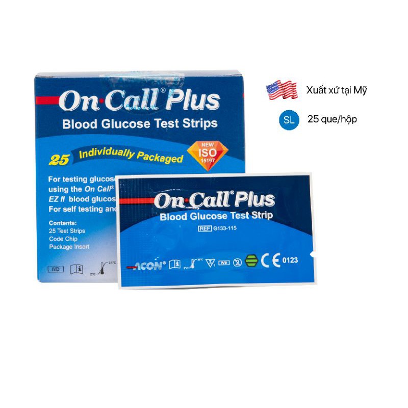 Hộp que thử đường huyết On Call Plus (25 que)
