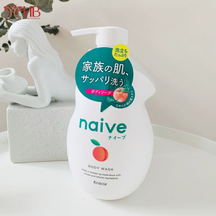 Sữa tắm Naive chiết xuất lá đào cho làn da tươi mới và mịn màng 530ml chính hãng - Nhật Bản