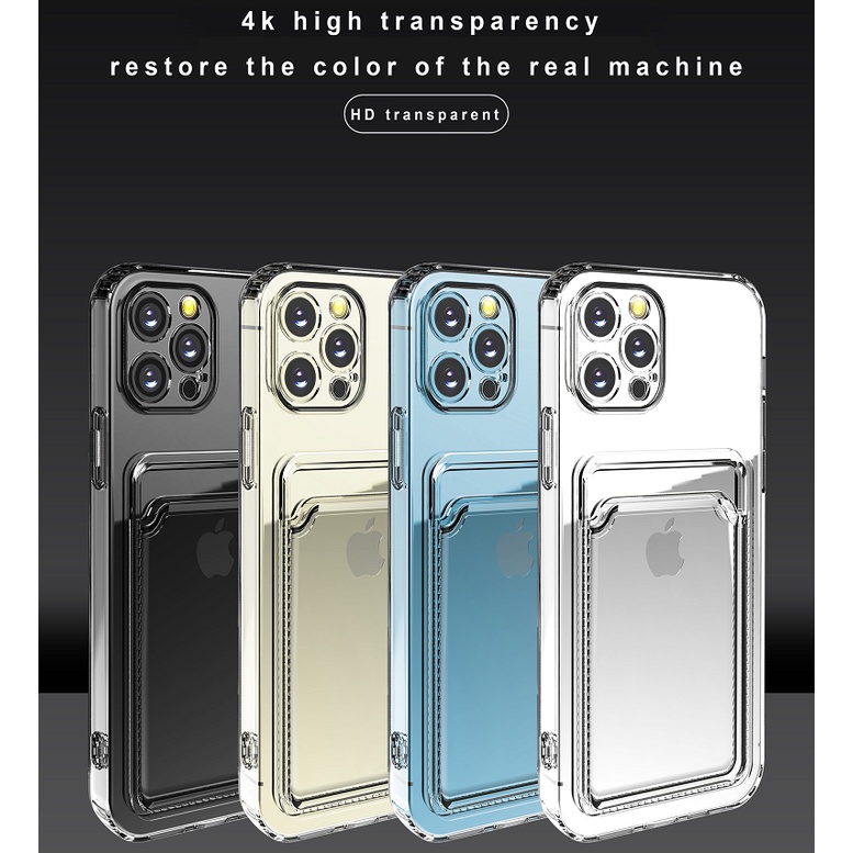 Ốp điện thoại TPU mềm trong suốt có túi khí đựng thẻ cho iphone 12 13 Pro MAX 11 Pro MAX Mini 6 6S X XS