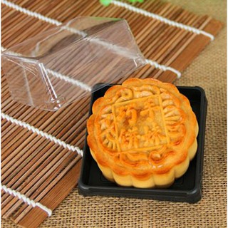 BỘ 50 HỘP NHỰA ĐẾ ĐEN ĐỰNG BÁNH TRUNG THU 125 - 150 GRAM XY80S