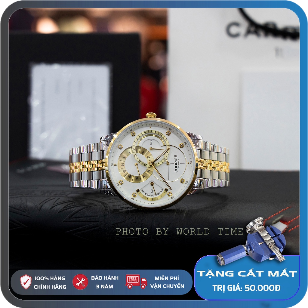 Đồng hồ nam Sunrise 1146SA  full hộp, thẻ bảo hành 3 năm, kính sapphire chống xước, chống nước