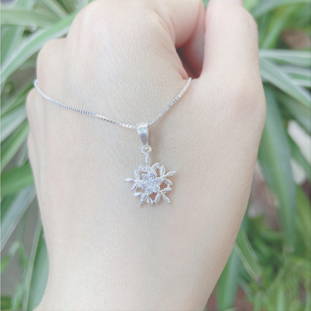 Dây chuyền bạc ta mặt hoa tuyết đính đá Evasilver, vòng cổ bạc ta cực đẹp và sáng bóng