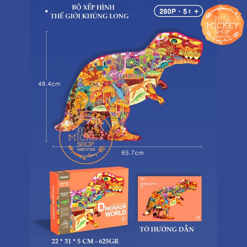 Bộ đồ chơi xếp hình Mideer TOI các mẫu động vật khủng long cá voi tê giác từ 280 387 425 526 mảnh dị hình có keo dán