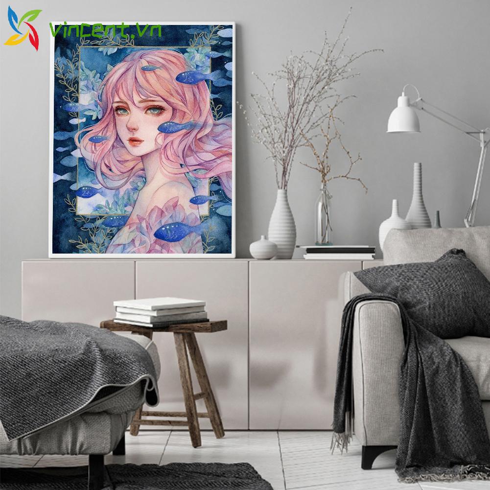 Toàn Bộ Tranh Thêu Chữ Thập DIY 11CT Hình Cô Gái Xinh Xắn