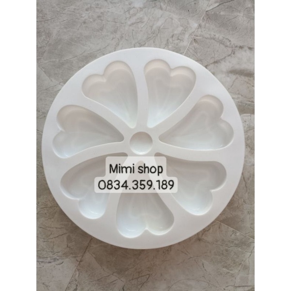 Khuôn silicon 7 cánh trái tim đổ rau câu, ấn xôi độc lạ bày mâm thôi nôi, mâm cỗ