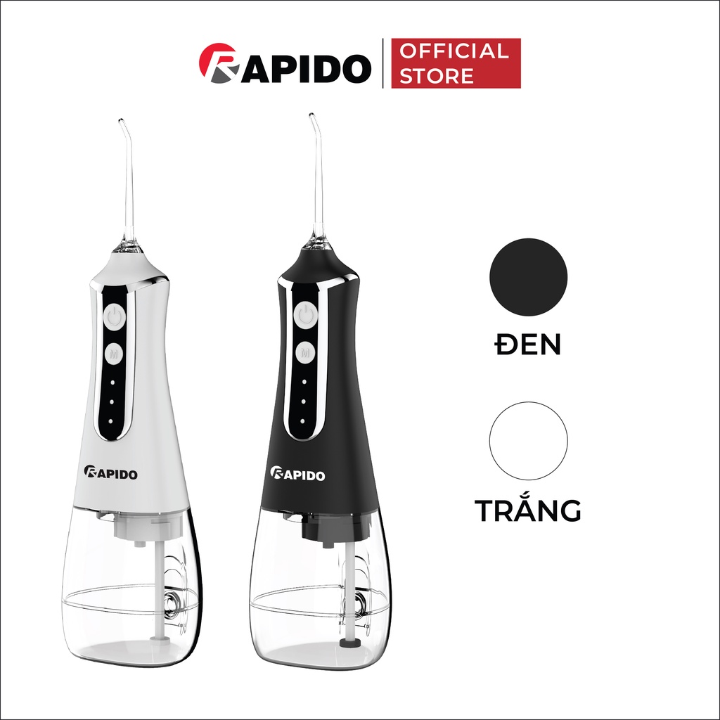 Tăm nước Rapido 300ML công nghệ Đức, công suất 5W, 5 đầu tăm thay thế, bảo hành 12 tháng