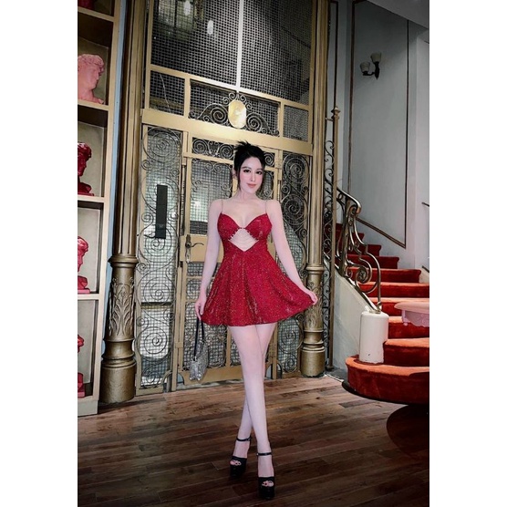 Đầm xòe 2 dây cúp ngực kết đa