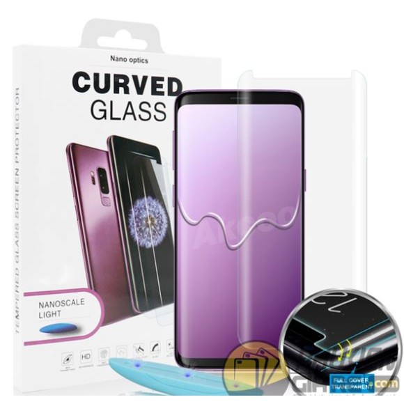 Kính cường lực UV Full màn hình (hở loa) công nghệ mới đèn UV Samsung S9 Plus