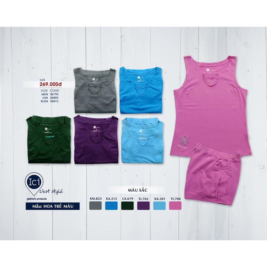Bộ mặc nhà quần ngắn Gia Hồi size L, XL