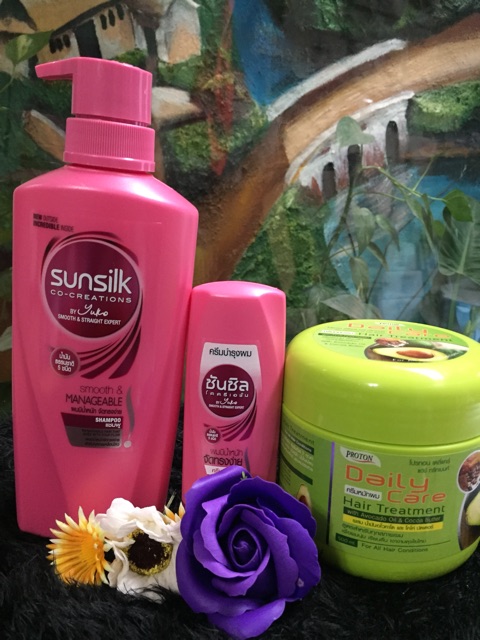 Mua dầu gội sunsilk hồng và ủ tóc hoa đại Thái Lan tặng dầu gội mini cùng loại