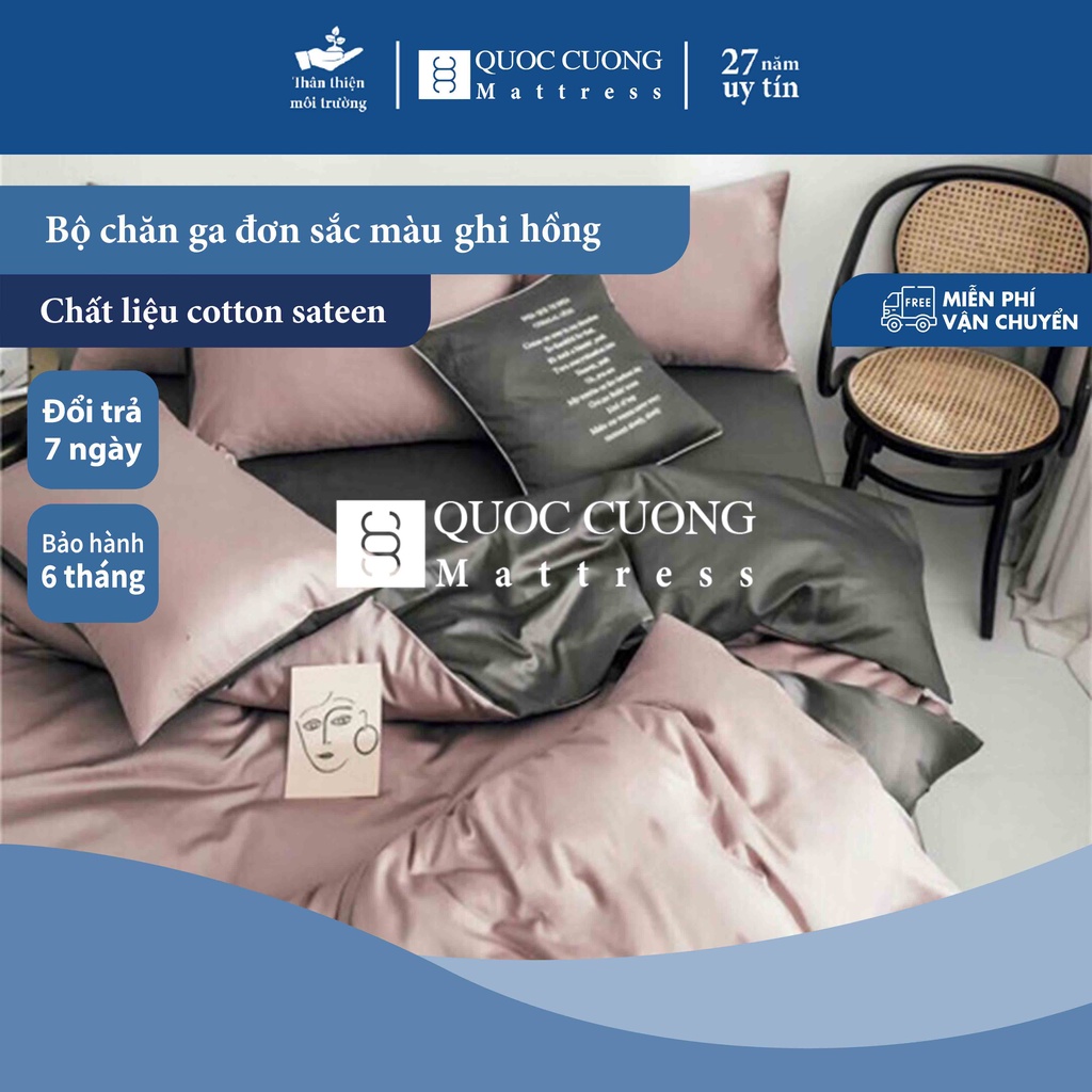 Bộ Chăn Ga Gối Cotton Sateen Đơn Sắc Đủ Kích Thước Trải Đệm 1m, 1m2, 1m4, 1m6, 1m8, 2m2 | BigBuy360 - bigbuy360.vn