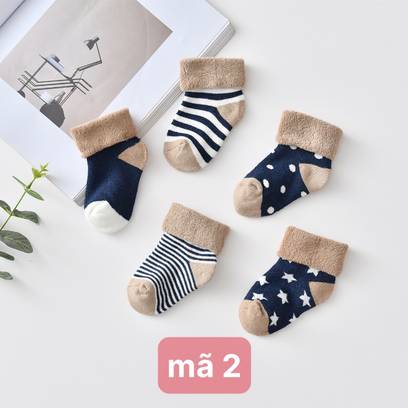 Sét 5 đôi tất len xù cho bé, tất cho be từ sơ sinh đến 3 tuổi