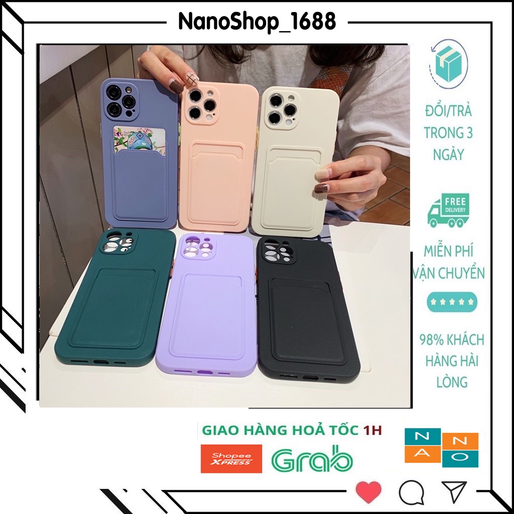 Ốp Lưng Iphone Viền Vuông, Dẻo Kèm Túi Card Phím Màu 7Lus,8Plus,x,xs,xsmax,11,11promax,12,12promax,13,13promax