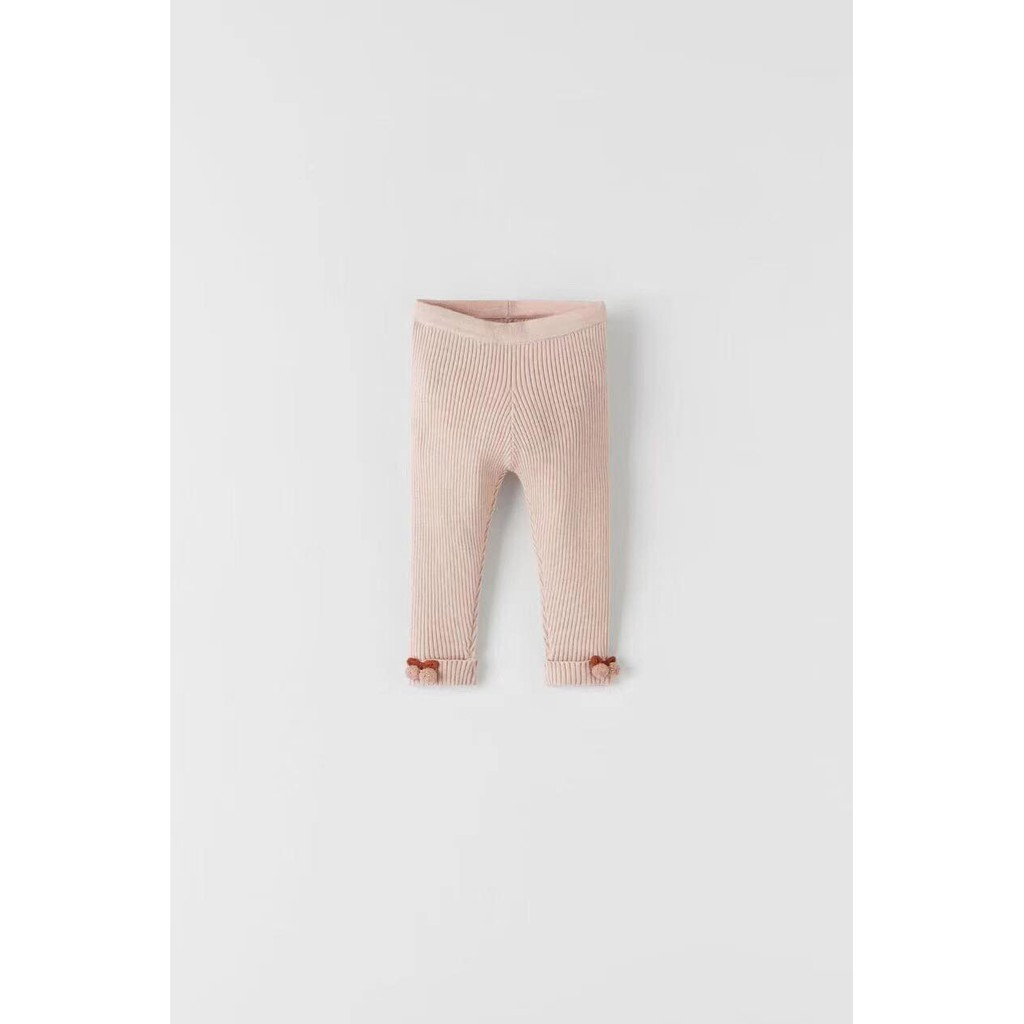 Quần legging len gân đính bông Zara