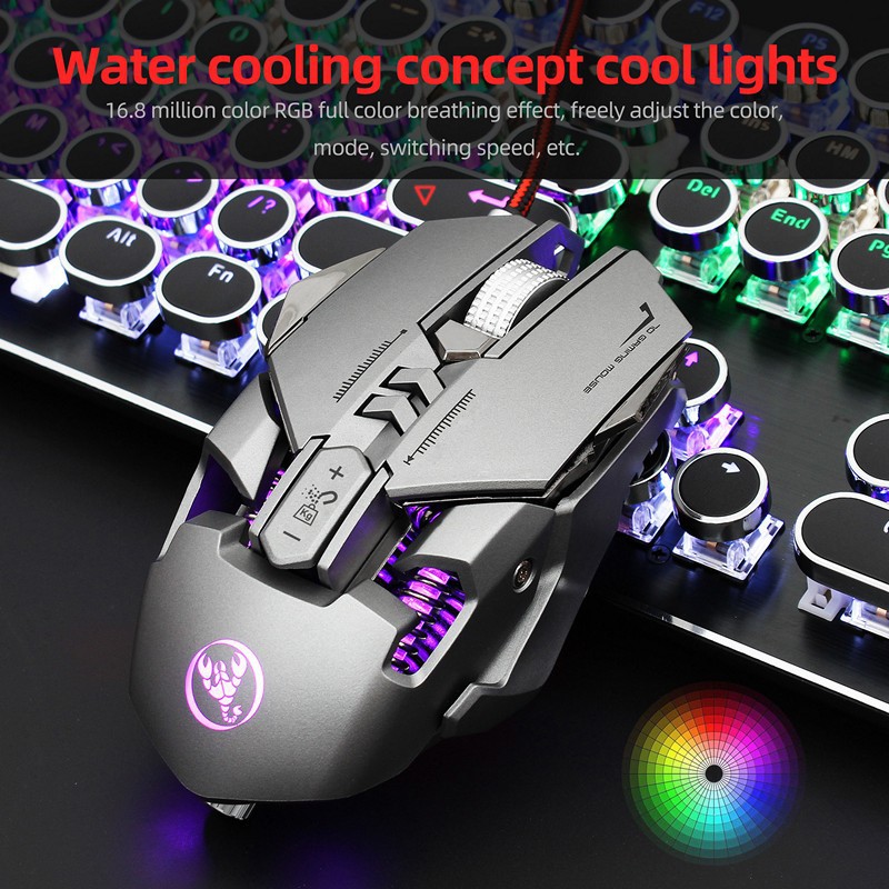 [Mã 44ELSALE2 giảm 7% đơn 300K] Chuột cơ gaming led RGB 6400DPI - J800 mechanical Gaming mouse