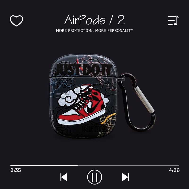 Vỏ bảo vệ hộp sạc tai nghe không dây Bluetooth Airpods 1 2 3 pro bằng silicone TPU nhám in logo Nike có móc khóa