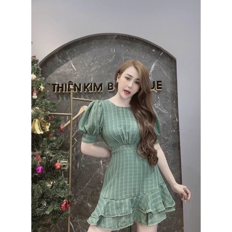 Đầm caro hở lưng bigsize 60-90kg mẫu chụp thật