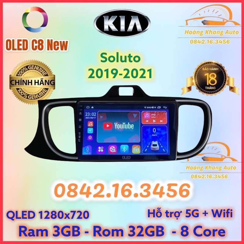Màn hình android OLED C8 New theo xe Soluto 2018 - 2021  kèm dưỡng và jack nguồn zin theo xe