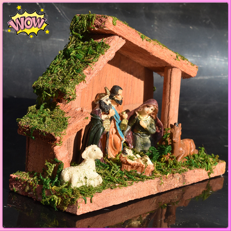 [SAKURA HOME]Nativity Scene Jesus Ornament Figurine Catholic Christian Decor Religious Handcrafts Church Celebrations Collection Gift