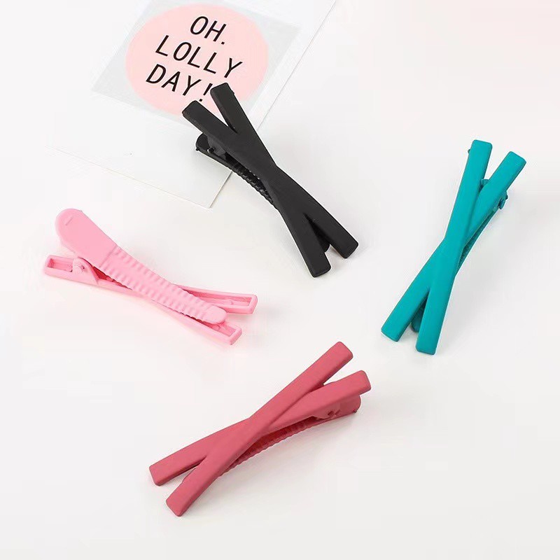 Kẹp tóc chữ X màu trơn phong cách Hàn Quốc