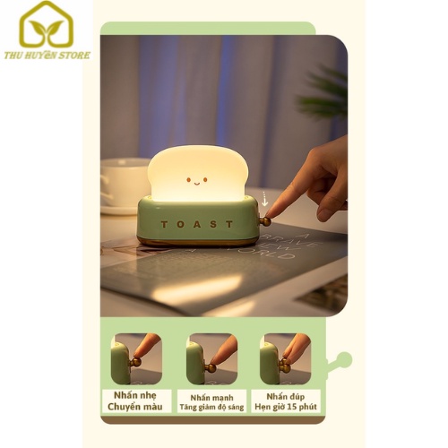 Đèn Ngủ Để Bàn Hình Máy Nướng Bánh Mì Có Cổng Sạc USB , Hẹn Giờ Nhiều Chế Độ Sáng | Đèn Led Trang Trí Decor Phòng Ngủ