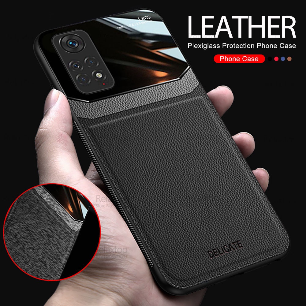 Leather Acrylic Back Case For Xiaomi Redmi Note 11 Pro 5G Silicone Shockproof Phone Cover Redme Redmy Note11 11Pro 11S 4G Fundas
