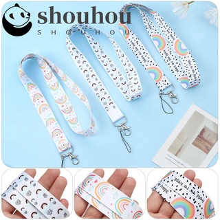 SHOUHOU Multi-function Mobile Phone Straps Card Badge Lariat Lanyard Rainbow Neck Strap Lanyard Accessories Cartoon Rainbow Double-sided Printed Hang Rope Neck Strap Key Chain