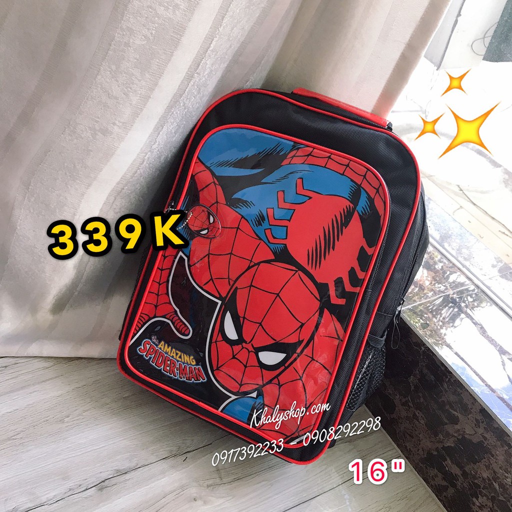 Balo, cặp táp 16&quot; 2 ngăn hình người nhện Spiderman màu đen đỏ cho học sinh bé trai (Thái Lan) - 520SPNG5015446 (30x12x40