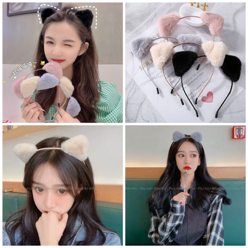 Băng Đô Bờm Cài Thỏ Hoa Tuy Lip Gấu Lotso Tai Mèo Cún , Kuromi