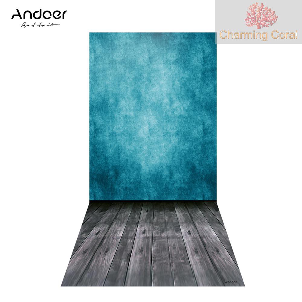 CTOY Andoer 1.5 * 3m/4.9 * 9.8ft Video Studio Photo Backdrop Background Digital Printed Blue Classic Wall Wooden Floor Pattern for Teenager Adult Kid Children Portrait Photography