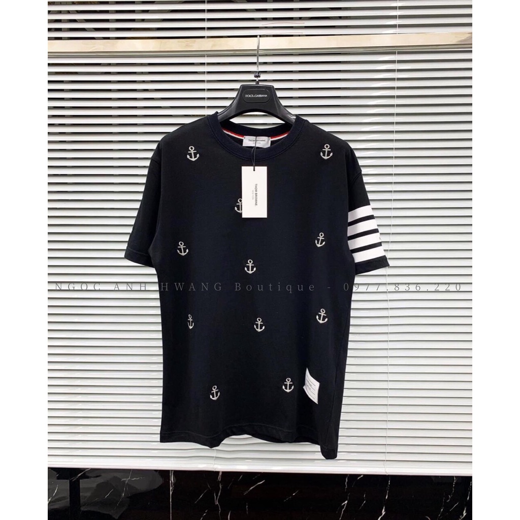 Áo Thun Thom Mỏ Neo 4 Sọc Viền Tay Lỡ unisex siêu hot 2022 - ZADOLA FASHION