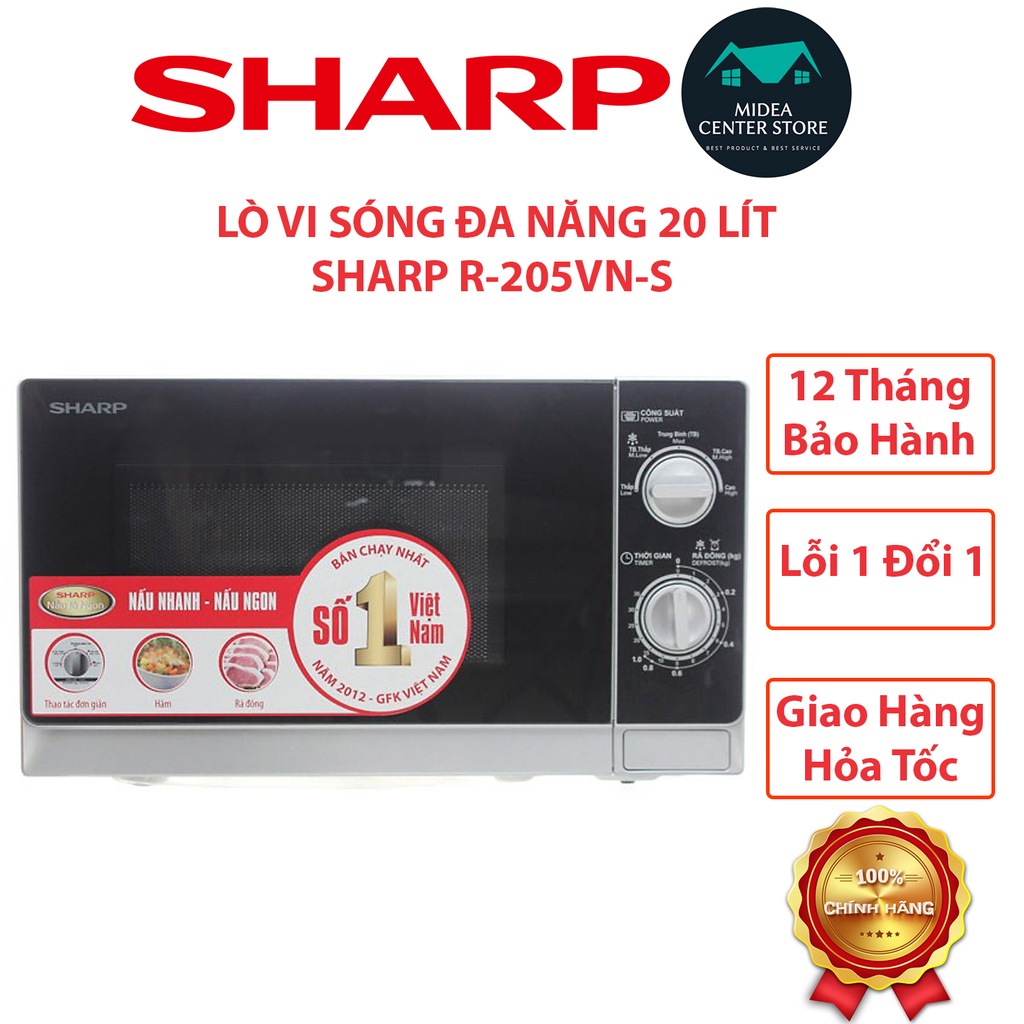 [Mã ELHADEV giảm 4% đơn 300K] [Chính Hãng] Lò vi sóng Sharp 20 lít R-205VN-S, lỗi 1 đổi 1, bảo hành 12 tháng toàn quốc