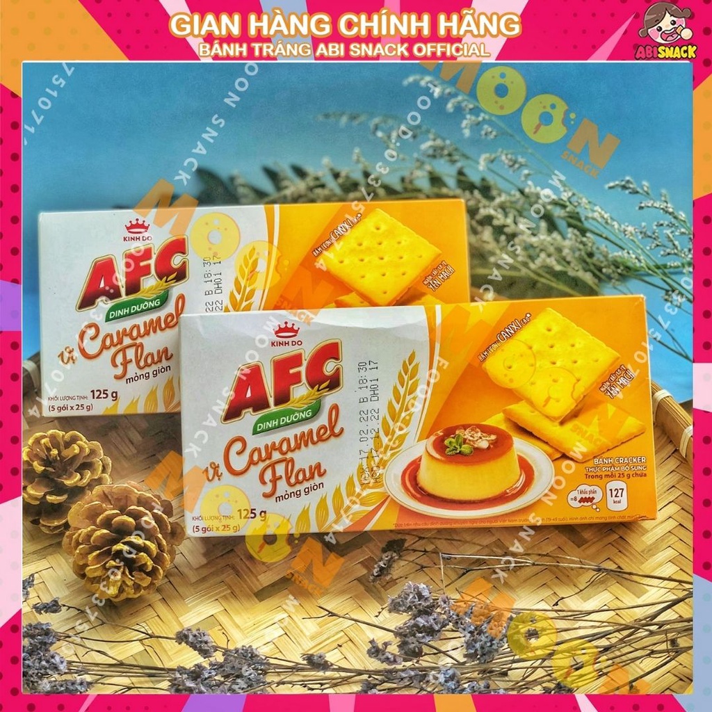 Hộp Bánh Dinh Dưỡng AFC Vị Caramel Flan mỏng giòn tan 125g vị thơm ngon và dưỡng chất tốt cho sức khỏe