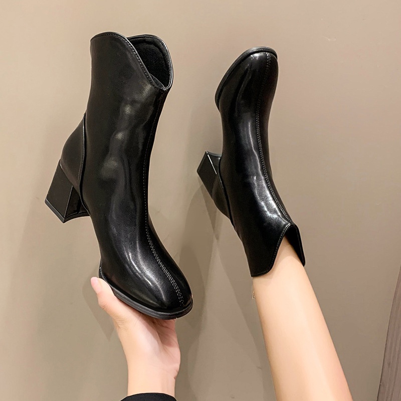 Giày Bốt Cao Gót Mũi Vuông Thời Trang Cho Nữ