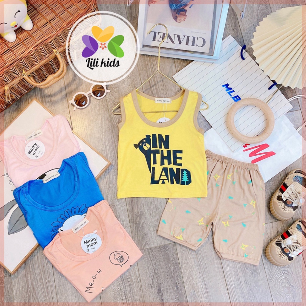Bộ ba lỗ cho bé LILIKIDS chất thun lạnh họa tiết vải thông hơi mềm mịn cho bé từ 8-18kg BBL03
