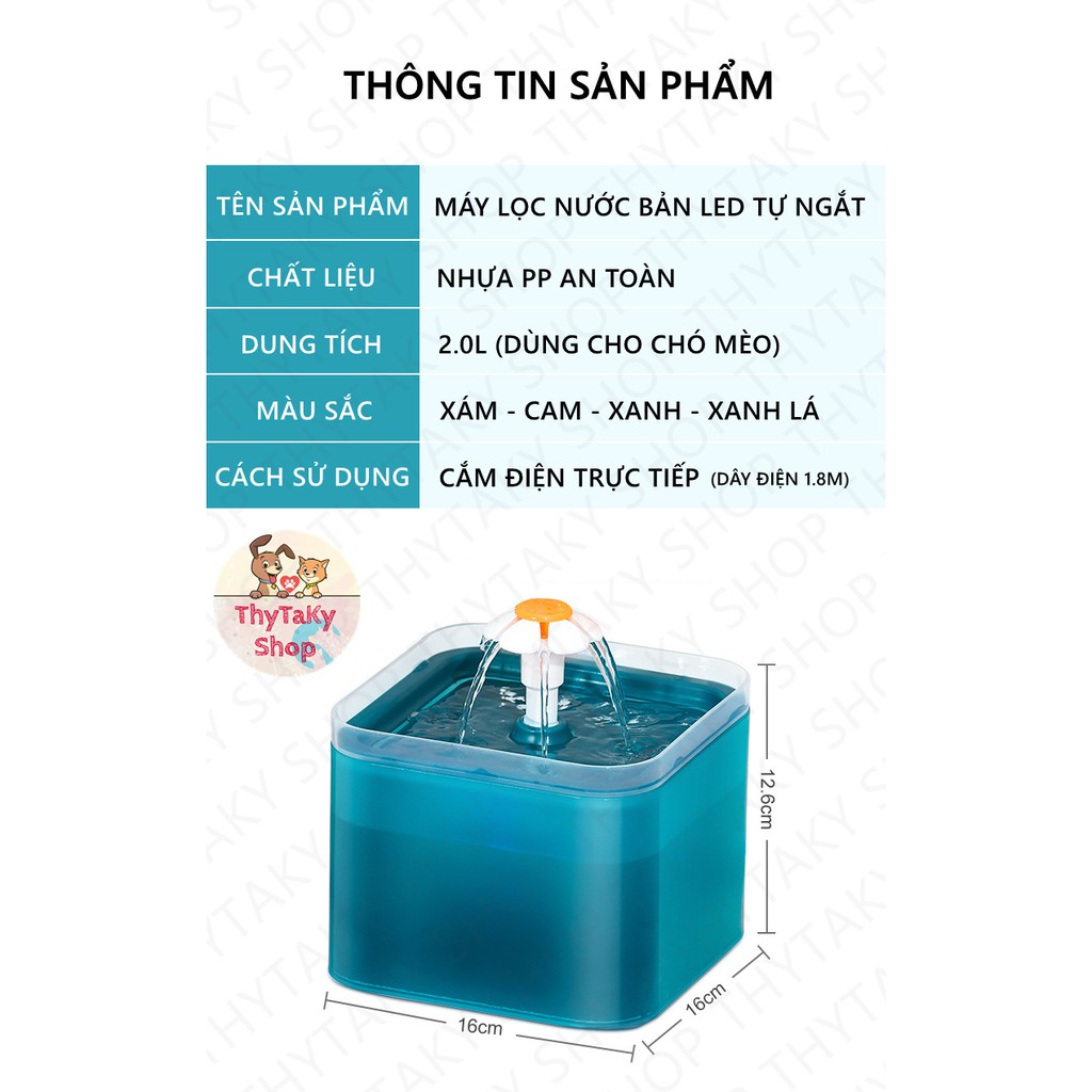 Máy uống nước tự động đài phun nước AMAZON có đèn báo hết nước tự ngắt điện máy lọc nước cho chó mèo