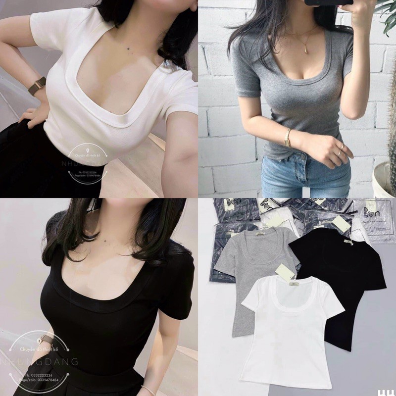 Áo Thun Ôm Body Cổ U Nữ Tính