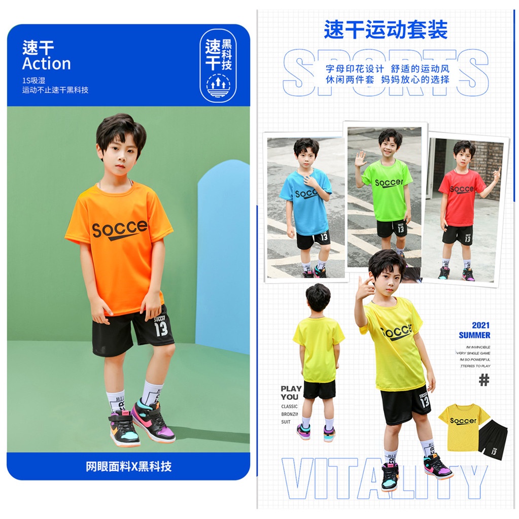 Set Đồ Đá Banh Gồm Áo Thun Và Quần Short Thời Trang Mùa Hè Dành Cho Các Bé