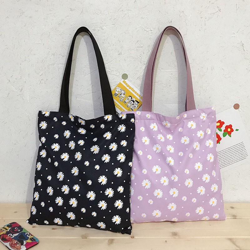 Túi xách tay chống nước bằng vải nylon họa tiết hoa cúc nhỏ thời trang mùa hè